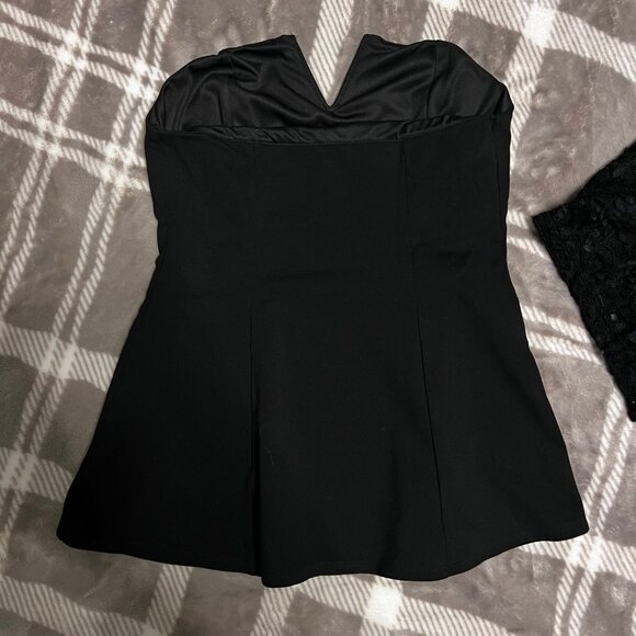 NEW 2-Piece Black Strapless Top Bundle – Peplum & Lace Bustier - Picture 4 of 7